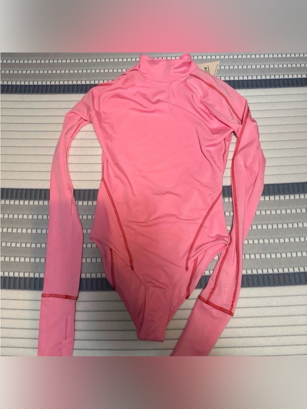 Women’s Long-Sleeve Pink One-Piece Swim Suit